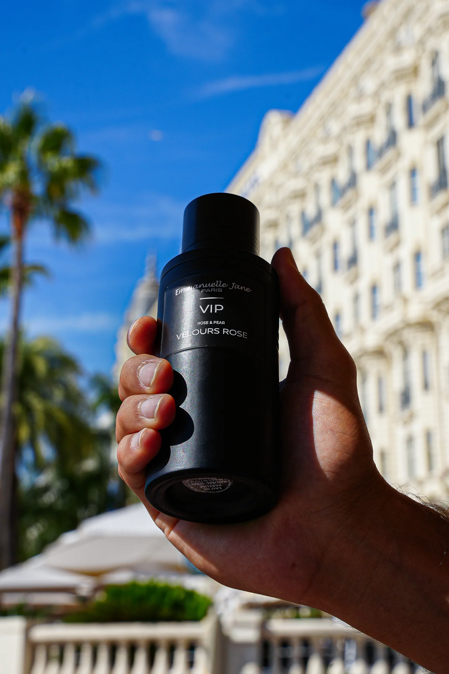 Velours Rose in front of the Carlton in Cannes